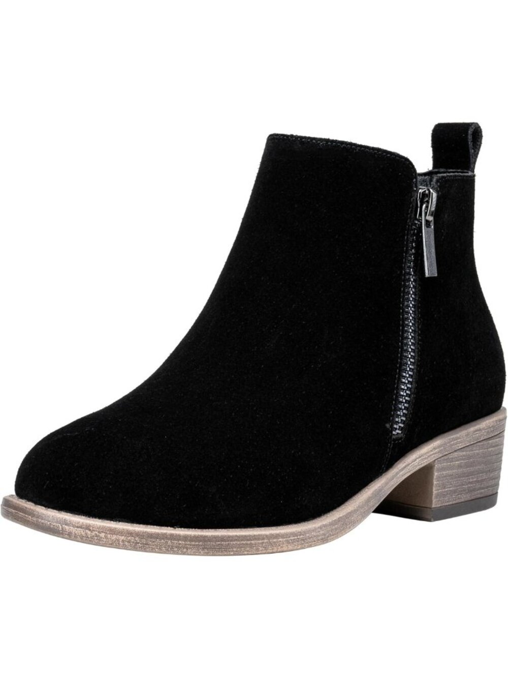 Stylish Women's Ankle Boots - Casual Round Toe, Low Heel, Zip Short Booties